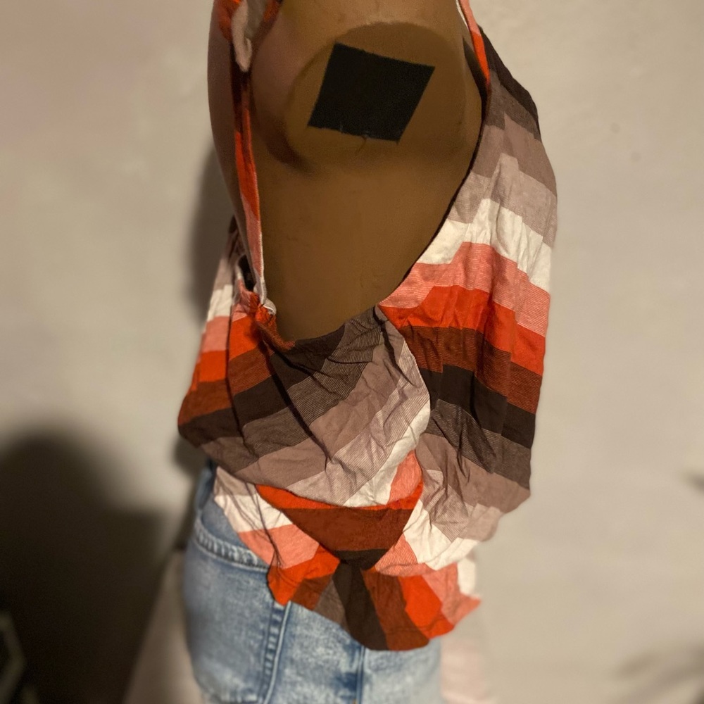 Striped Multicolor Button-Up Women's Top - Picture 2 of 3